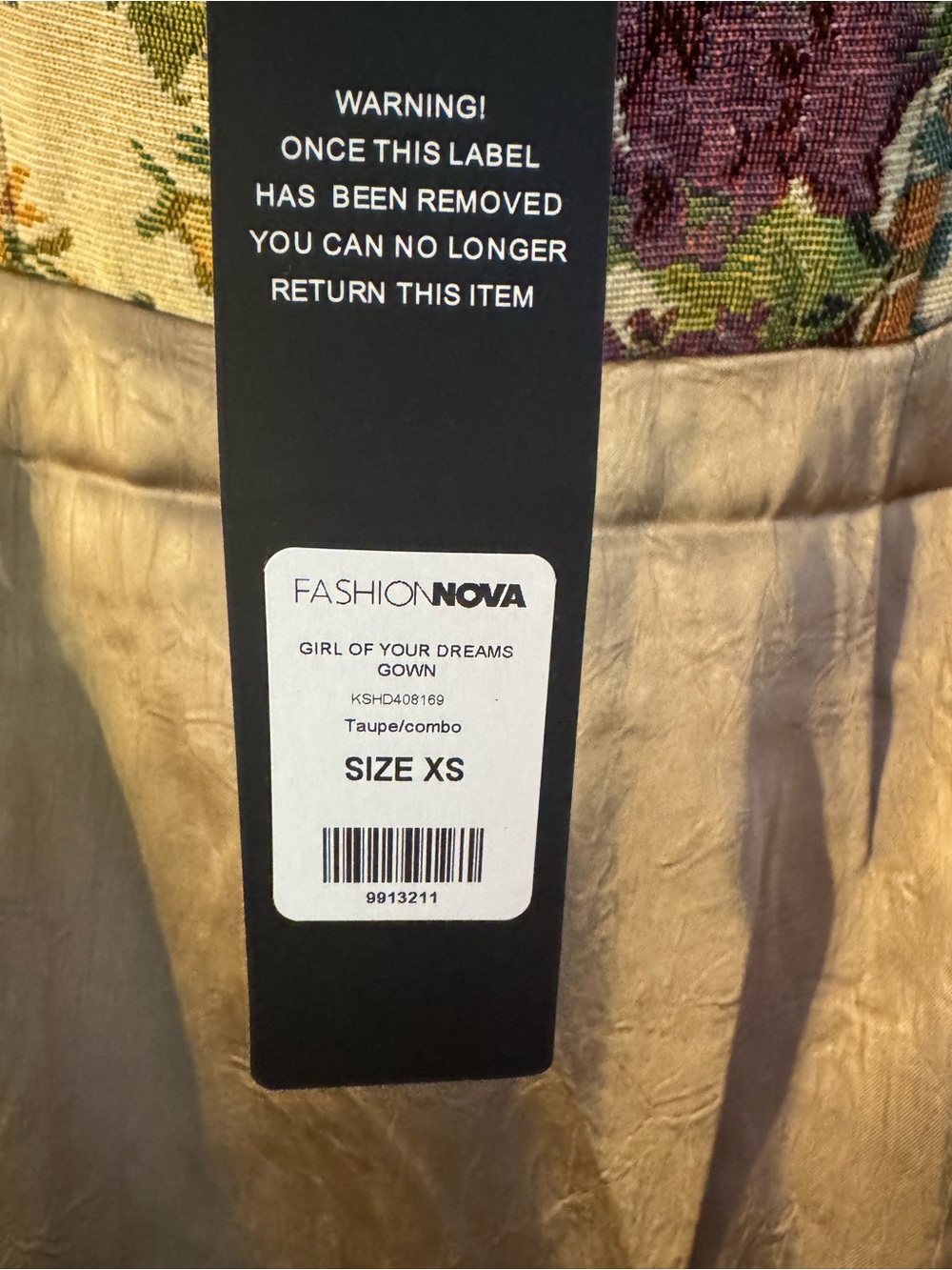 Fashion Nova Strapless Floral Corset with Taupe Satin Skirt - Picture 5 of 5